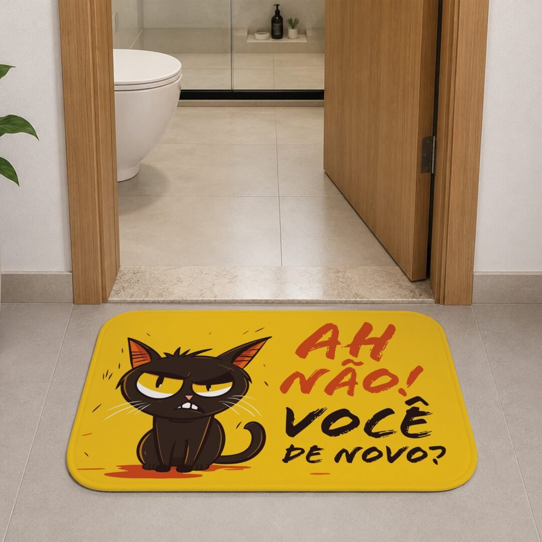 Tapete de Porta 60x40 - Pets - Você de Novo - Gato Preto