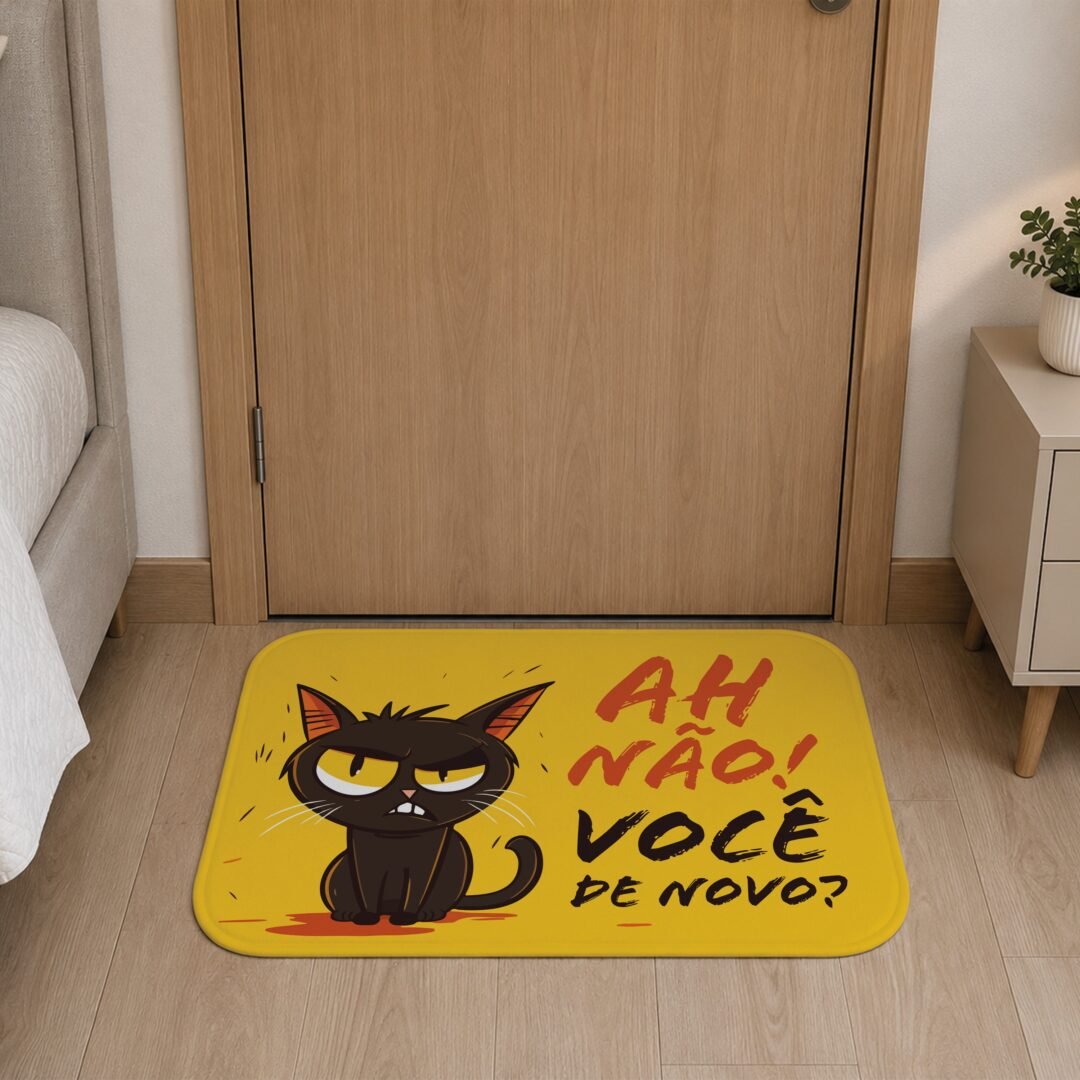 Tapete de Porta 60x40 - Pets - Você de Novo - Gato Preto