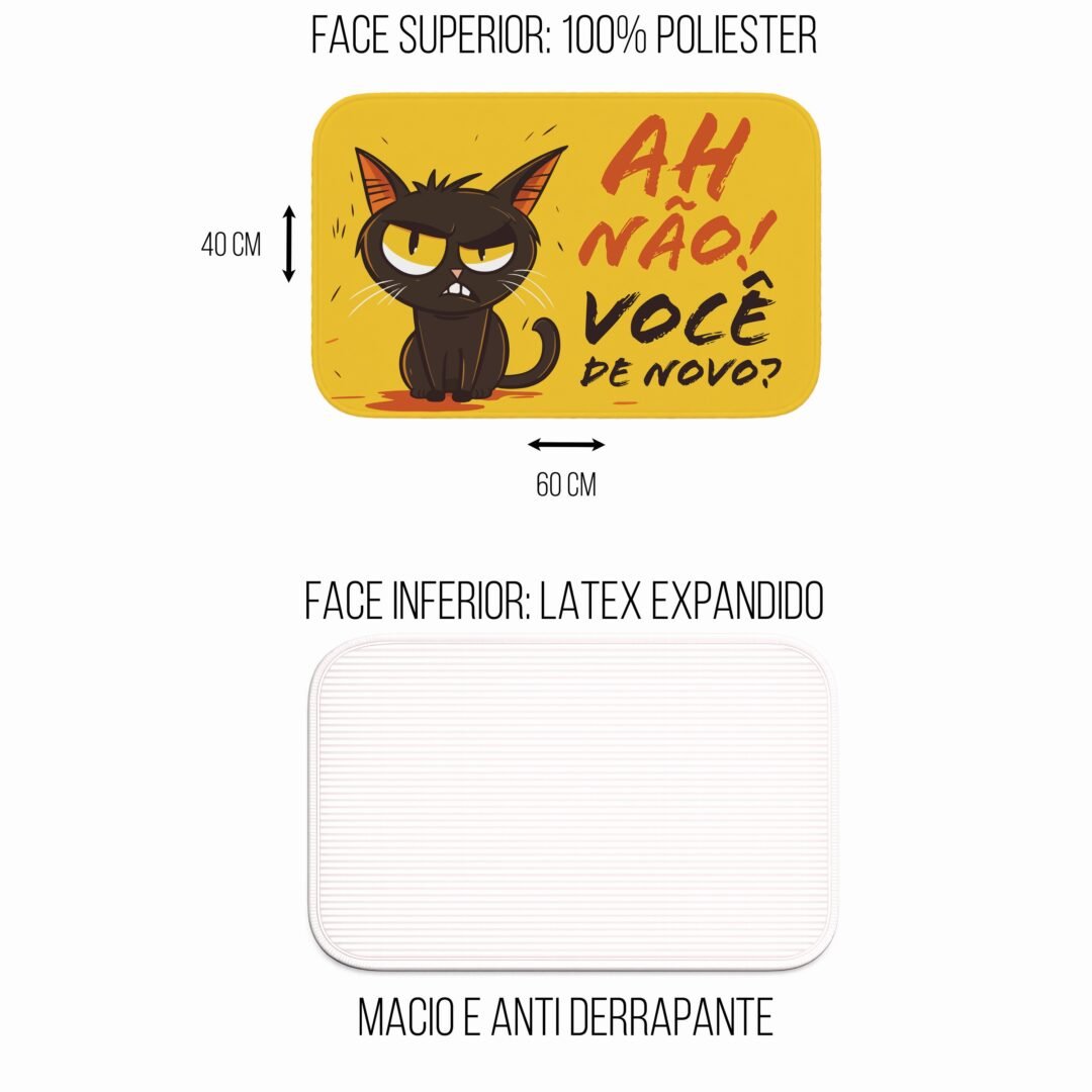 Tapete de Porta 60x40 - Pets - Você de Novo - Gato Preto