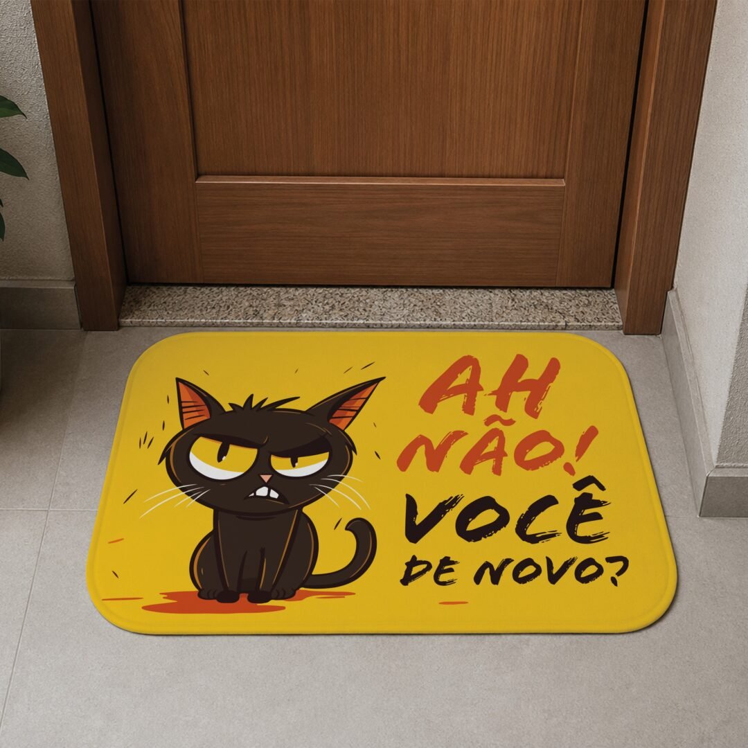 Tapete de Porta 60x40 - Pets - Você de Novo - Gato Preto