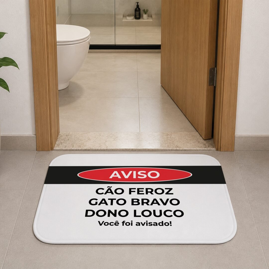 Tapete de Porta 60x40 - Pets - Aviso - Dono Louco