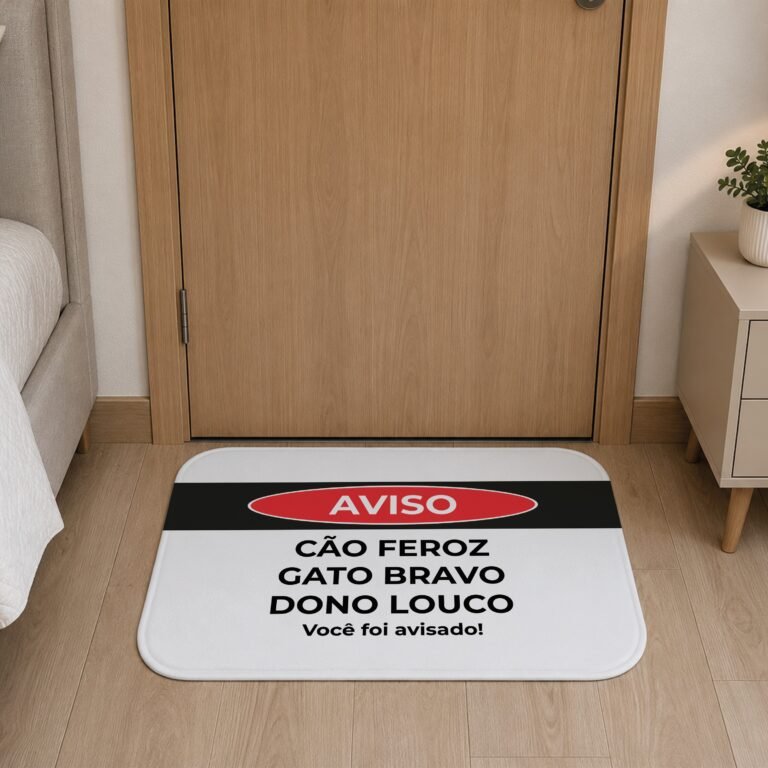 Tapete de Porta 60×40 – Pets – Aviso – Dono Louco