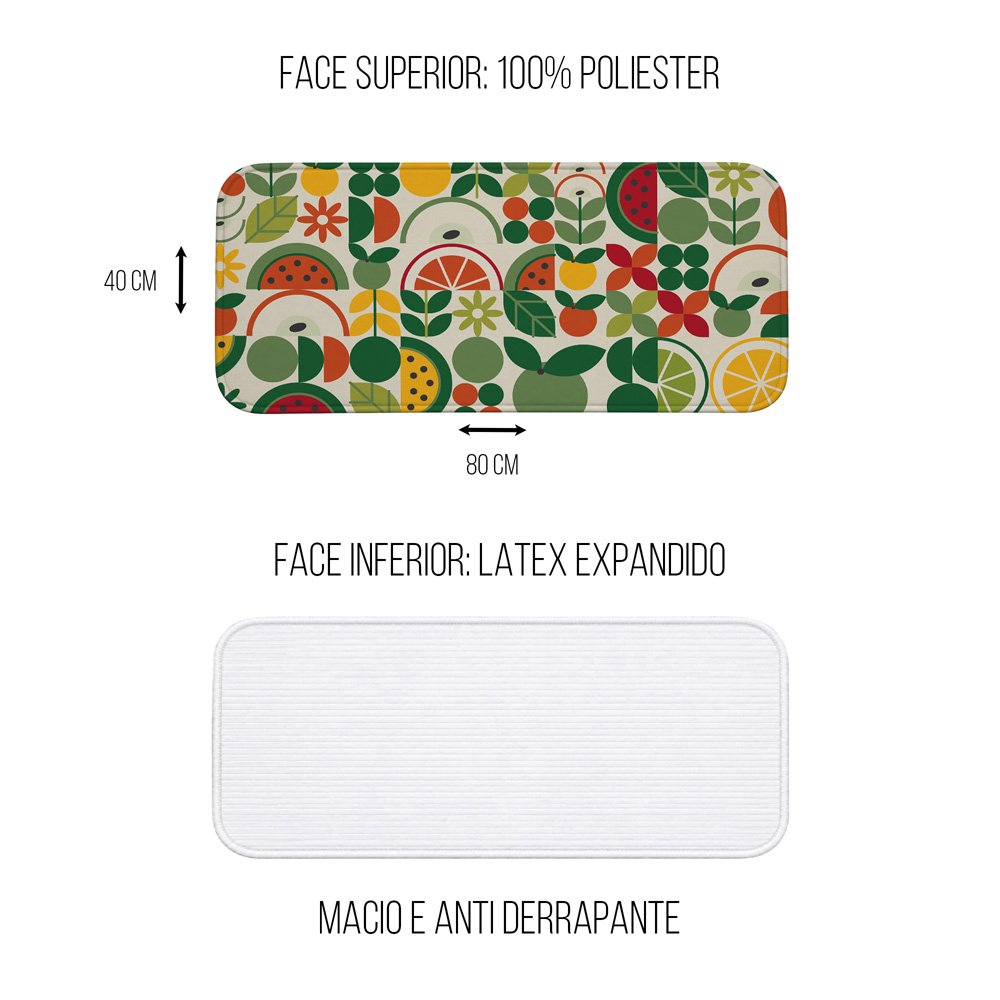 Tapete Multiuso 80x40 - Cozinha - Fatias de Frutas