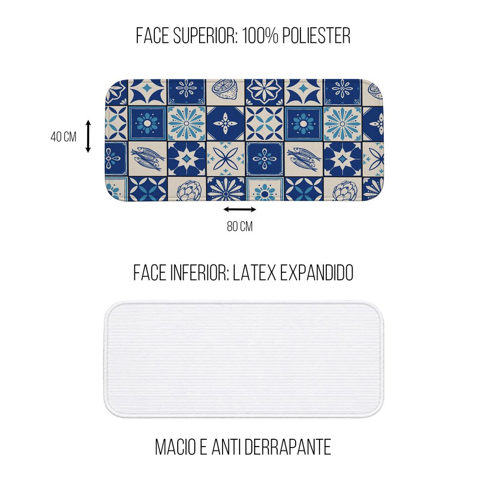 Tapete Multiuso 80x40 - Cozinha - Azulejo Português
