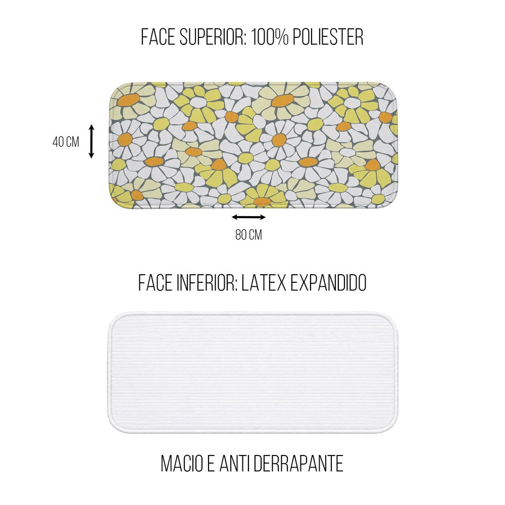 Tapete Multiuso 80x40 - Cozinha - Margaridas - Mosaico