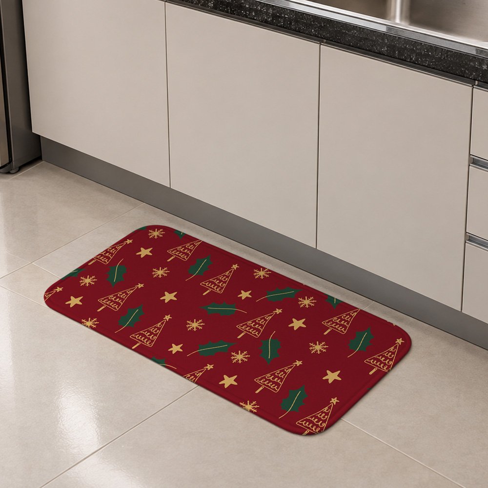 Tapete Multiuso 80x40 - Cozinha - Natal - Árvore e Folhas
