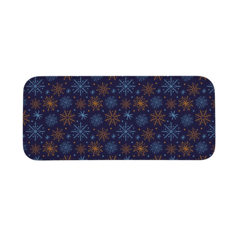 Tapete Multiuso 80×40 – Cozinha – Natal – Flocos – Azul