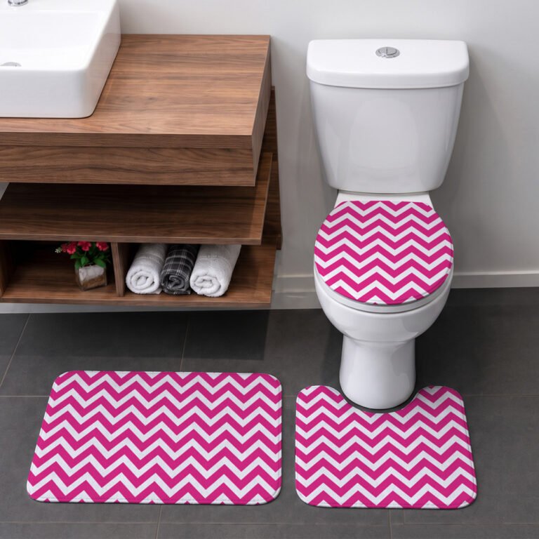 Jogo Tapete Banheiro – 3 peças – Zig Zag Pink