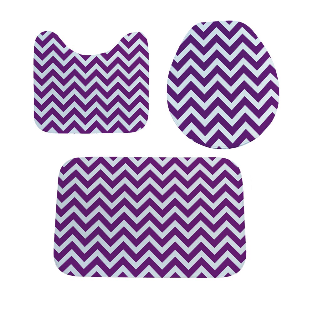 Jogo Tapete Banheiro - 3 peças - Zig Zag Roxo